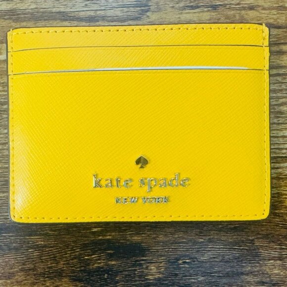 Kate Spade Madison Small Slim Card Holder in yellow Daffodil-NWT - Picture 4 of 7